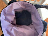 Large Tote Bag UPCYCLED made From Billabong  Shorts Dark Blue Denim Mauve Check Lining