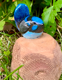 Superb Blue Wren Ceramic Garden Sculpture