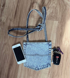Denim Pocket Cross Body Shoulder Mini Bag UPCYCLED from  Jeans