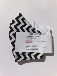 3 Layer Fabric Face Mask - Black and White Pattern
