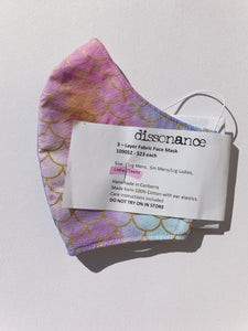 3 Layer Fabric Face Mask - Mermaid Pattern