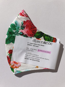 3 Layer Fabric Face Mask - Floral Teapot Pattern
