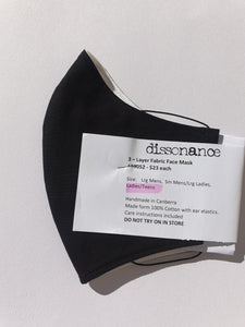 3 Layer Fabric Face Mask - Black