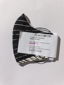 3 Layer Fabric Face Mask - Black and White Abstract