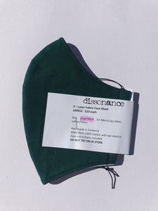 3 Layer Fabric Face Mask - Bottle Green