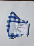 3 Layer Fabric Face Mask - Blue Checked