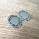 Flower Wreath Stamped Disc Earrings