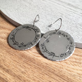 Flower Wreath Stamped Disc Earrings