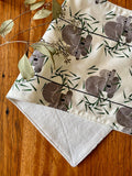 Burp cloth - grey koalas - organic cotton & hemp