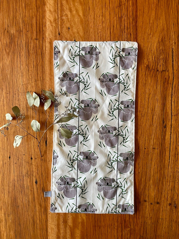 Burp cloth - grey koalas - organic cotton & hemp