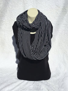 Jersey Loop Scarf - Black and Grey Stripe