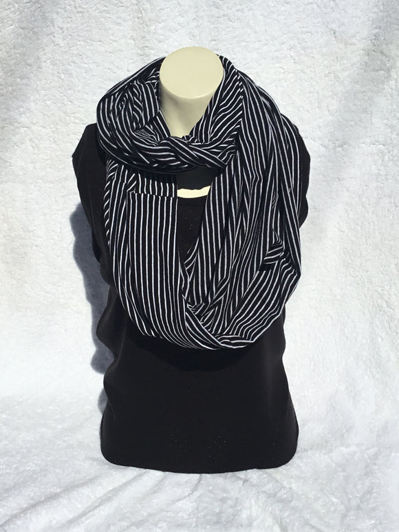 Jersey Loop Scarf - Black and Grey Stripe