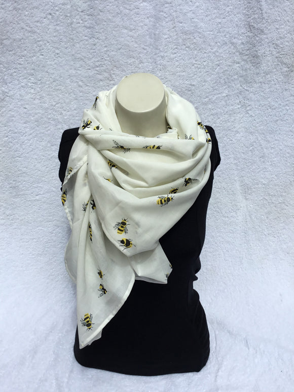 Cotton Scarf - Bees (cream)