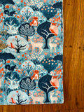 Burp cloth - blue woodland animals - organic cotton & hemp