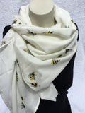 Cotton Scarf - Bees (cream)