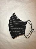 3 Layer Fabric Face Mask - Black and White Abstract