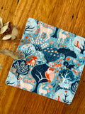 Wash cloth - blue woodland animals