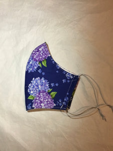 3 Layered Face Mask - Hydrangea Pattern