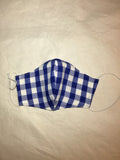 3 Layer Fabric Face Mask - Blue Checked