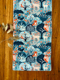 Burp cloth - blue woodland animals - organic cotton & hemp