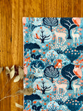 Burp cloth - blue woodland animals - organic cotton & hemp