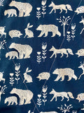 Burp cloth - navy woodland animals - organic cotton & hemp