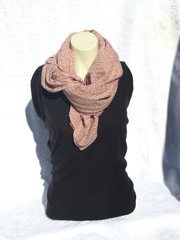 Cotton Scarf - Dusty Pink with Cream Spots