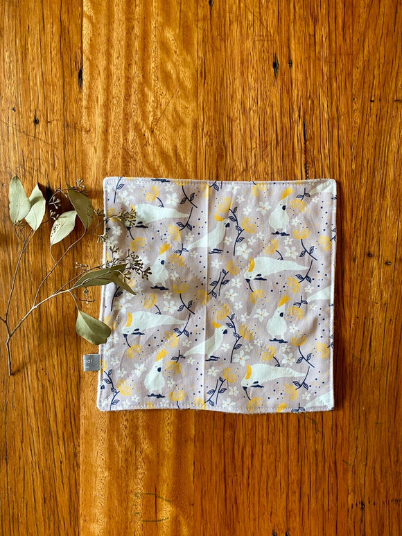 Wash cloth - grey cockatoos