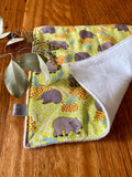 Wash cloth - lime green wombats & echidnas